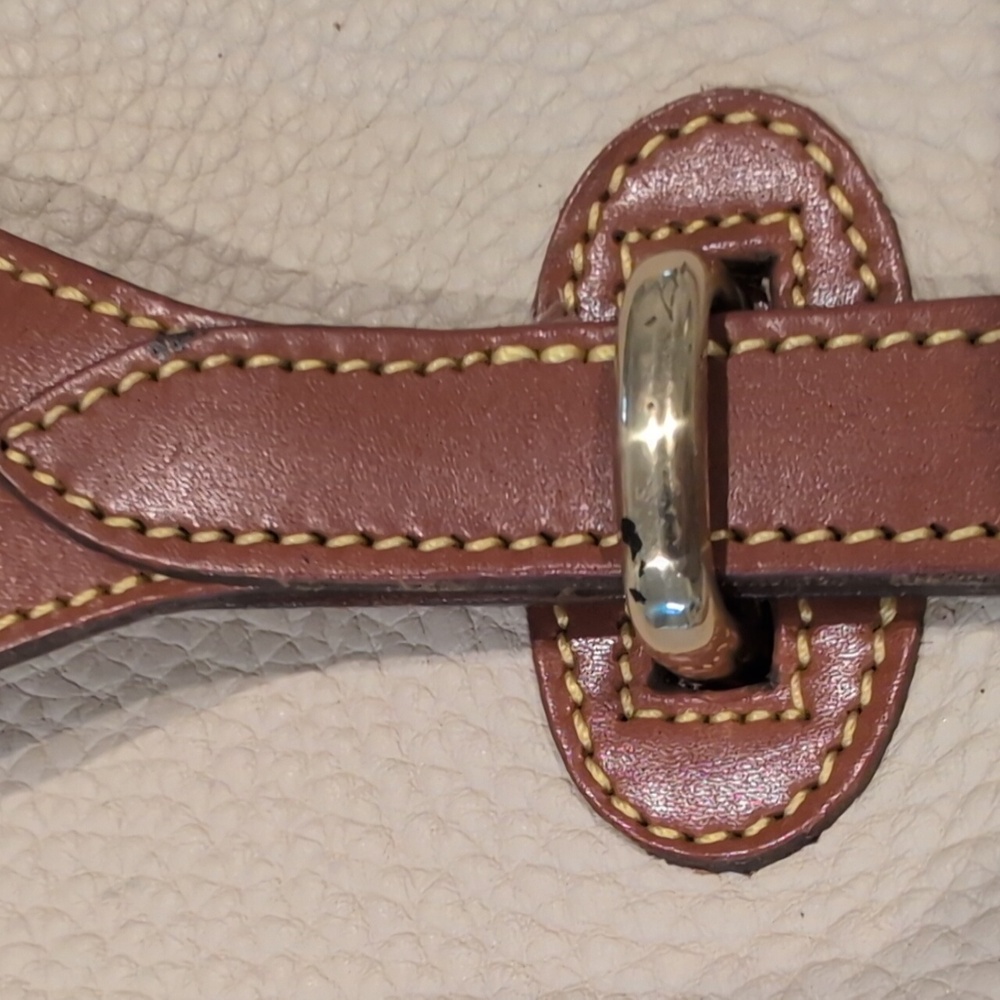 Dooney & Bourke Cream and Brown Leather Shoulder Bag - Picture 12 of 12